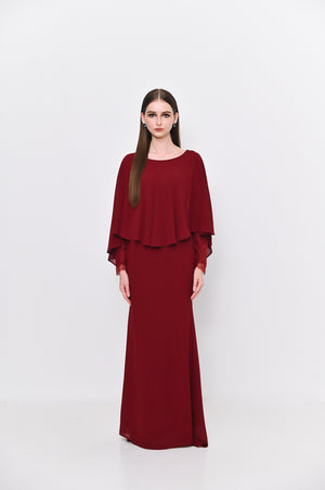 Sofiya chiffon dress in maroon