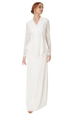 Melati White Corded Lace Kebaya Set