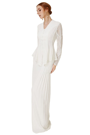 Melati White Corded Lace Kebaya Set