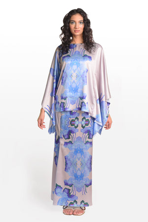 Samor Kaftan top and mermaid skirt in Blue : 3thelabel x Nazleen Noor