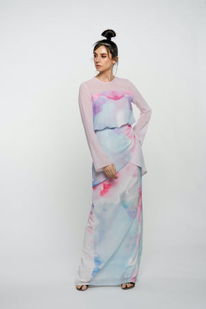 Hera Pink Watercolour Print Dress